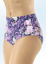 Fünferpack Slips in marine mit pink-gelb-buntem Druckdessin 