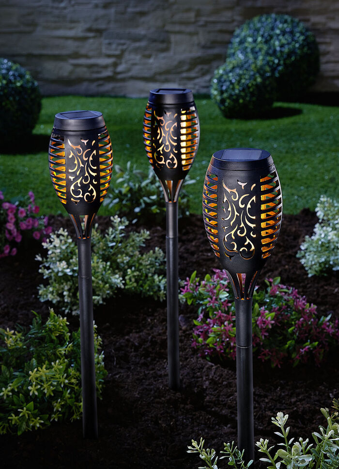Solar-Fackel, 3er-Set, zum Klemmen oder Stecken 