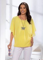 Shirt mit Chiffon-&Uuml;berwurf in 2 Farben GELB