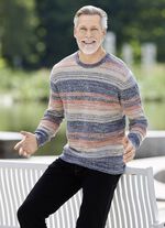 Ansprechender Rundhalspullover MARINE-ORANGE-BEIGE MELIERT