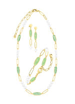 Schmuckset, 3-teilig, aus Messing mit Kristallsteinen 