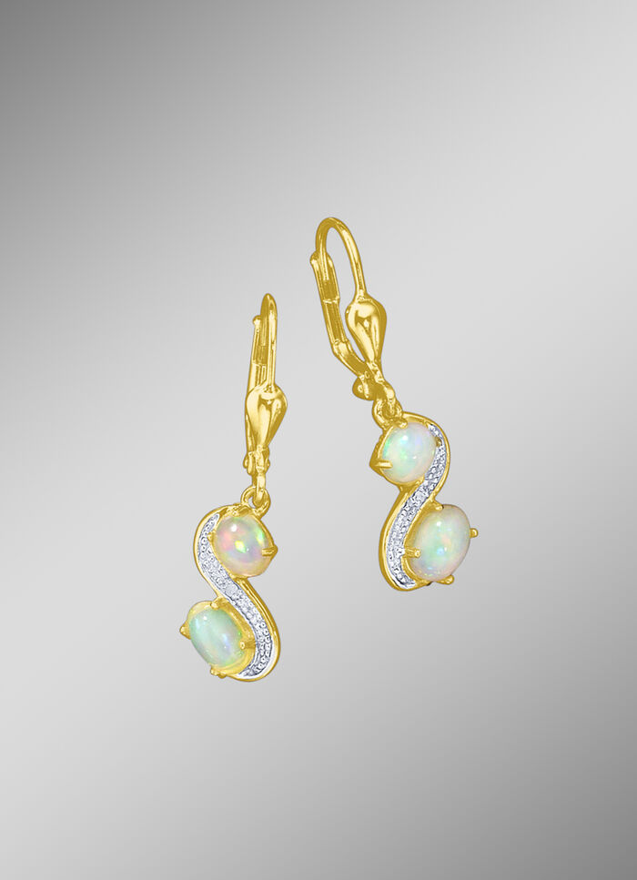 Ohrringe mit Opal und Diamanten 