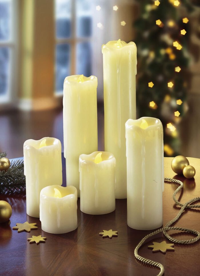 LED-Echtwachskerzen, 6er-Set 