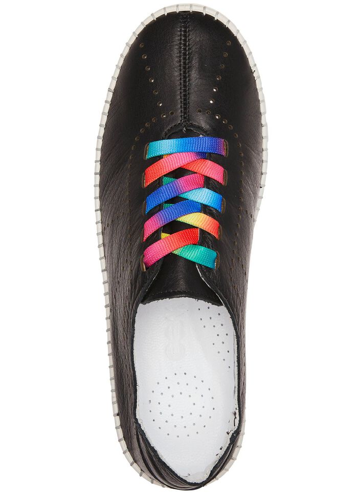 Gemini Schn&uuml;rschuh mit Schn&uuml;rsenkel in Regenbogen-Farben SCHWARZ