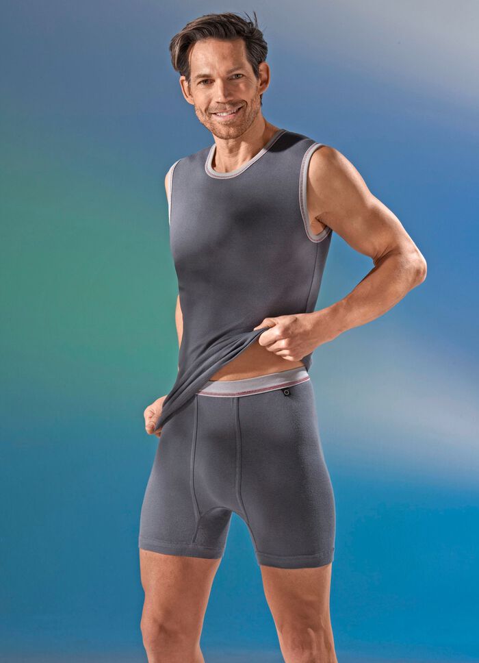 Pfeilring, Dreierpack Muskelshirts aus Feinripp, grafit 