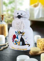 Frottier-Katze mit Motiv von der K&uuml;nstlerin Rosina Wachtmeister 