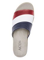 ELENA EDEN, bequeme Damen-Pantoletten, Weite G, mit herausnehmbarem Fußbett BLAU-WEISS-ROT