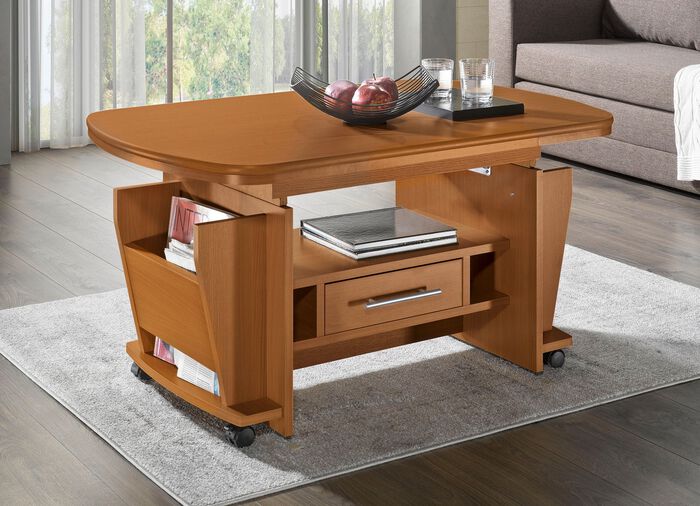 Couchtisch, auch h&ouml;henverstell- und ausziehbar EICHE RUSTIKAL