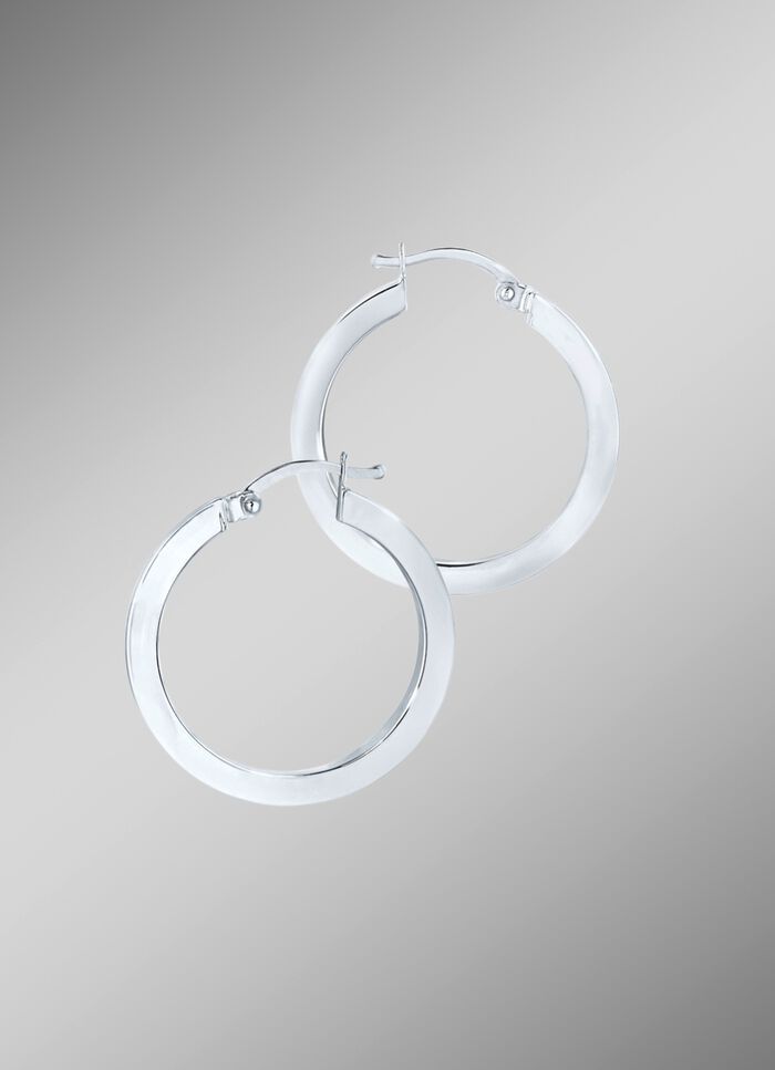 Hochgl&auml;nzende Creolen aus Wei&szlig;gold 