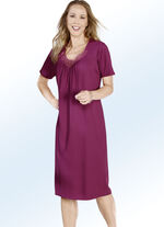 Dreierpack Nachthemden mit Stickereispitze, wadenlang sowie kurzen &Auml;rmeln 