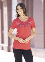 Shirt mit dekorativer Plättchenzier in 2 Farben ROT