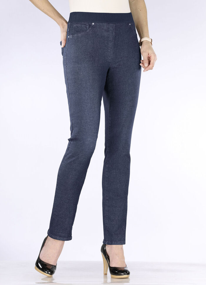 Jeans in bequemer Schlupfform DUNKELBLAU MEL.