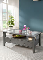 Couchtisch aus massivem Kiefernholz GRAU