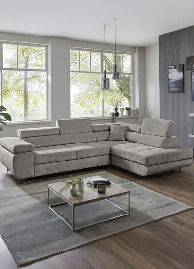 Polsterecke mit Bettfunktion und Bettkasten 