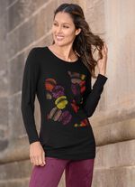 Shirt mit Straßzier im Vorderteil SCHWARZ