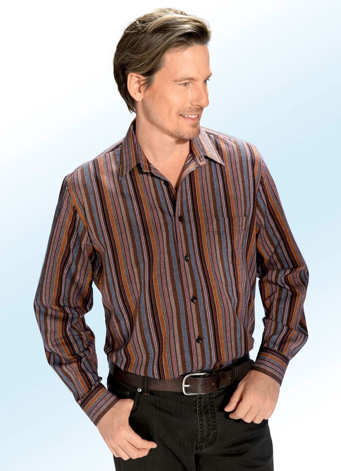 Gestreiftes Hemd in 3 Farben BRAUN-ROST-SCHWARZ