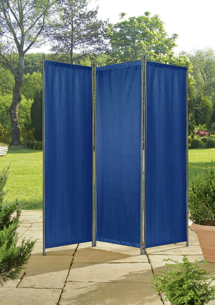 Paravent mit Stahlrohrgestell BLAU