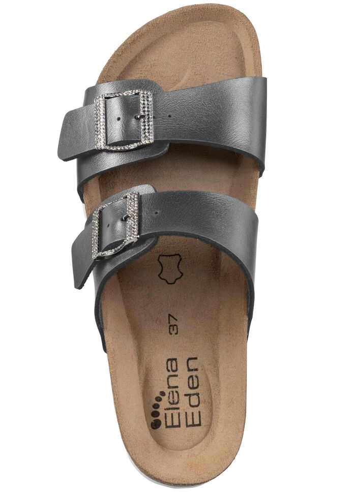 ELENA EDEN Pantolette mit Glitzersteinchen verzierten Schlie&szlig;en ONYXSCHWARZ