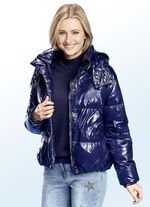 Daunen-Kurzjacke mit abnehmbarer Kapuze 