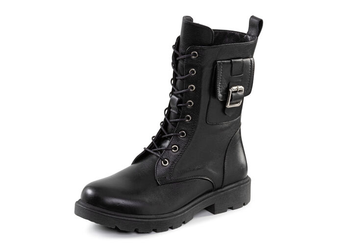 Andrea Conti Stiefelette mit modischen, aufgesetzten T&auml;schchen SCHWARZ