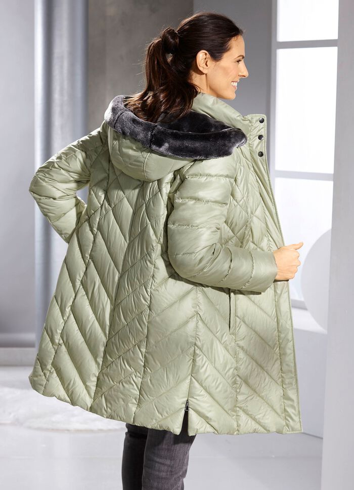 Daunen-Kurzmantel mit abnehmbarer Kapuze SCHILFGR&Uuml;N