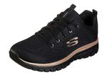 SKECHERS, sportliche Damen-Sneaker, aus Mesh-Material SCHWARZ-ROS&Eacute;GOLD