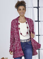 Long-Strickjacke mit Struktur- und Ajourmuster 