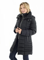 Longjacke mit Riegel an der abnehmbaren Kapuze 