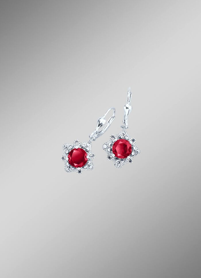 Ohrringe mit echt Granat und echt Markasit 