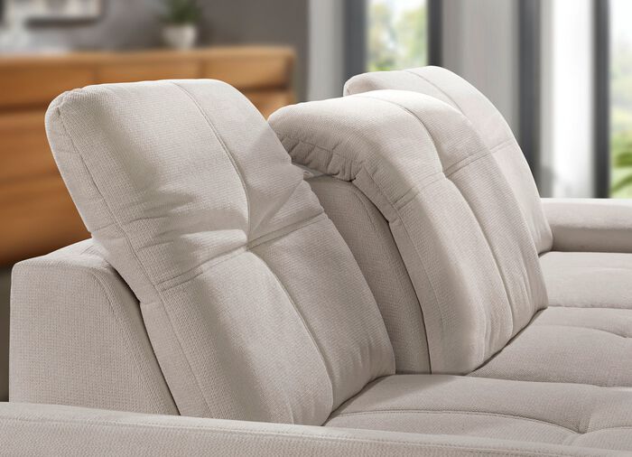 Wohnlandschaft mit Bettfunktion und Bettkasten CREME