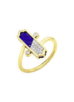 Damenring mit echt Lapislazuli und 16 Brillanten 