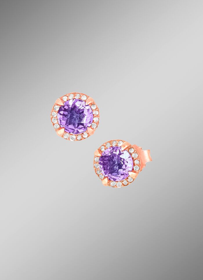 Funkelnde Ohrstecker mit echt Amethyst und echt Wei&szlig;topas 