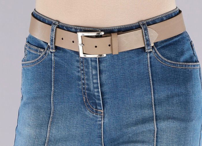 Trendiger Damen-G&uuml;rtel aus Leder, 3,5 cm breit TAUPE