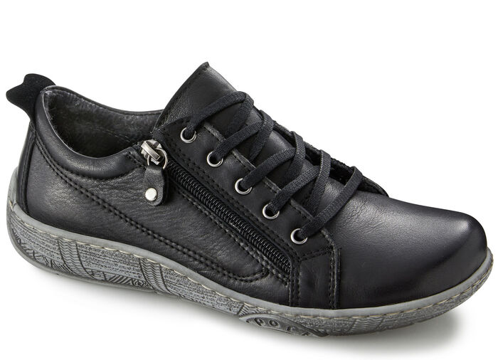 Schn&uuml;rschuh mit praktischem Seitenrei&szlig;verschluss SCHWARZ