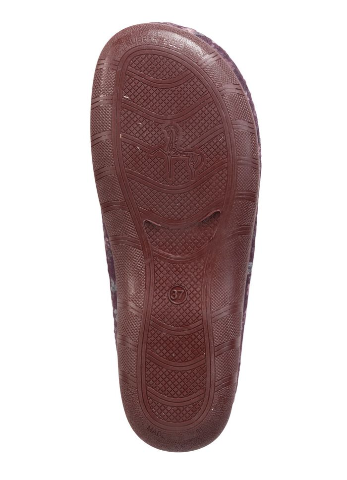 Laurina Pantoffel aus floral bedrucktem Filzmaterial AUBERGINE