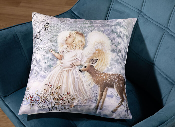 Kissenbezug mit Rehkitz-Motiv 