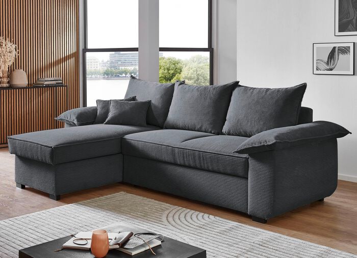 Polsterecke mit Bettfunktion und Bettkasten 