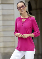 Shirt-Tunika mit gesmokten Einsatz PINK