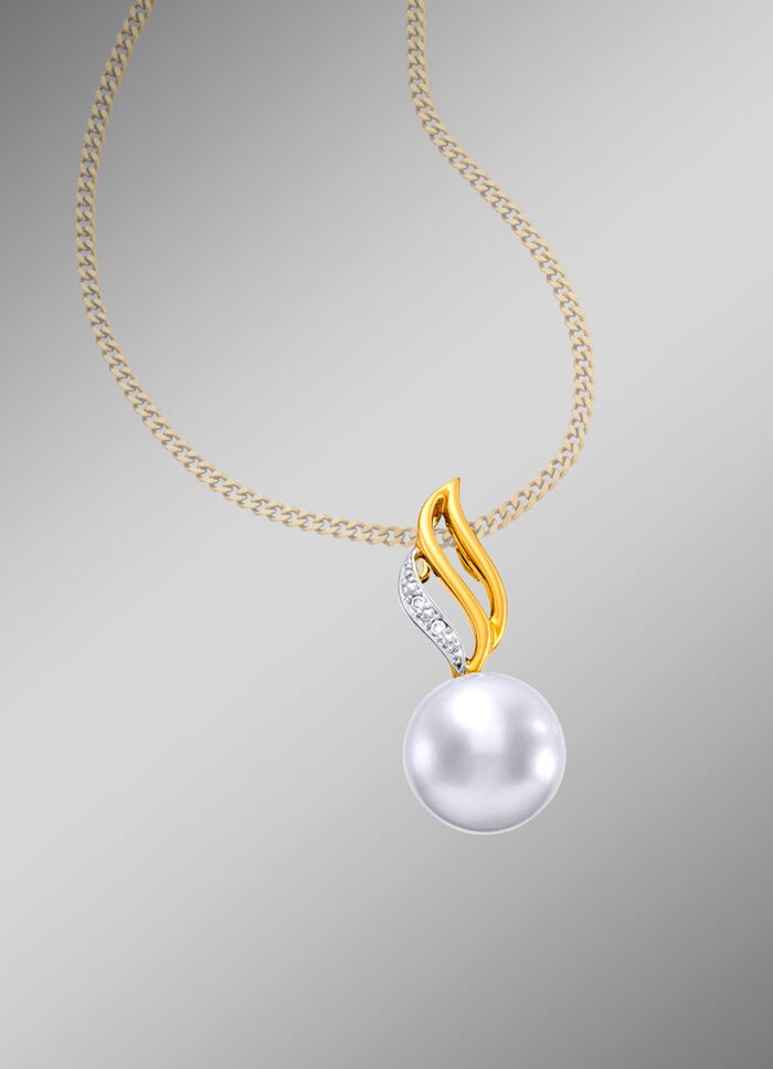 Anh&auml;nger mit S&uuml;&szlig;wasser-Zuchtperle und Diamanten 