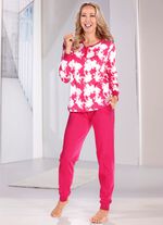 Schlafanzug, Langarm, Knopfleiste  sowie B&uuml;ndchenabschl&uuml;sse 