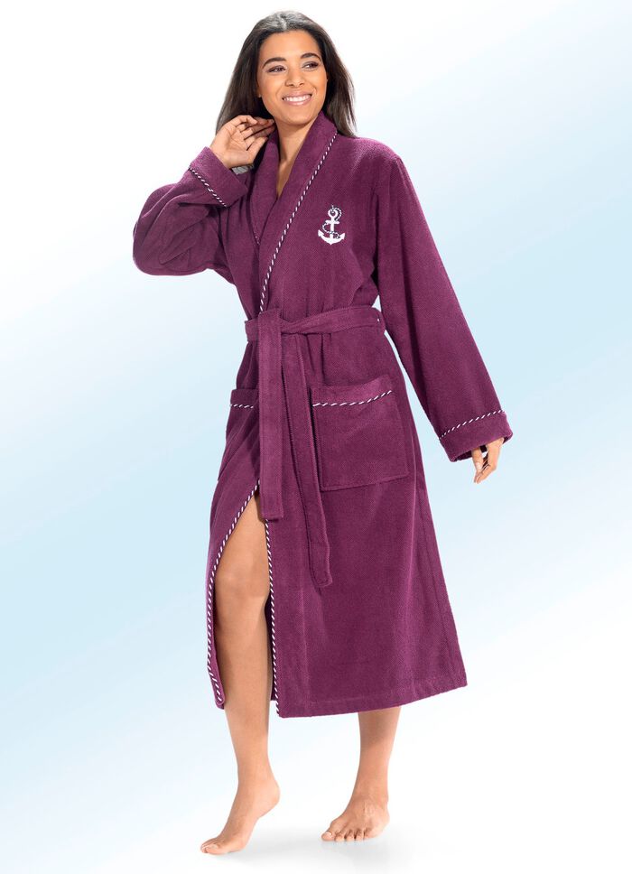 Bademantel mit Anker-Stickerei 
