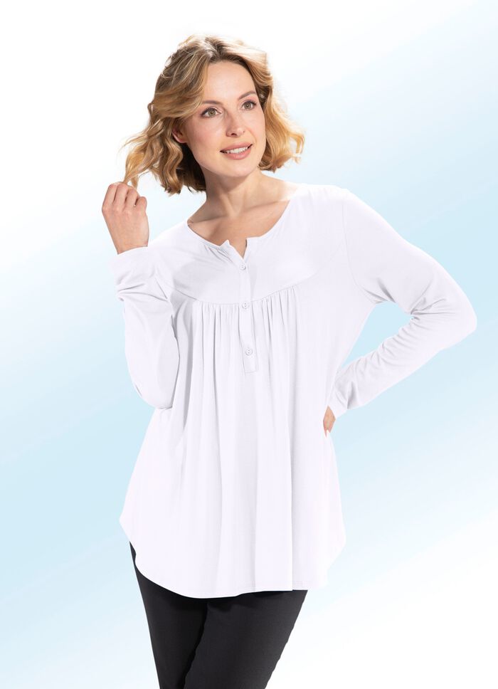 Shirt-Tunika mit rundem Halsausschnitt WEISS