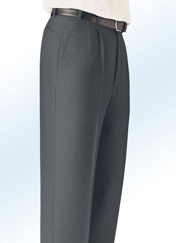 "Klaus Modelle"-Hose mit seitlichen Paspeltaschen in 5 Farben DUNKELGRAU