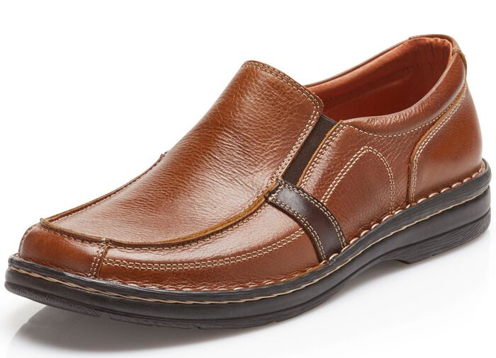 GINO GALANTE, klassische Herren-Slipper, mit herausnehmbarem Fu&szlig;bett COGNAC