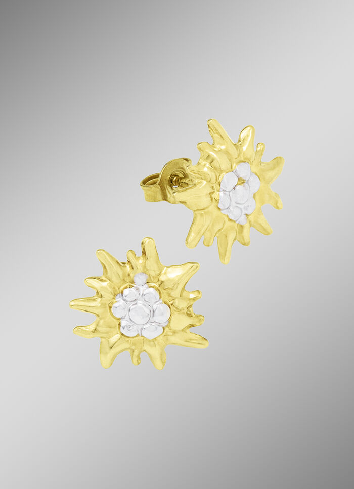 Edelwei&szlig;-Ohrstecker in Bicolor 