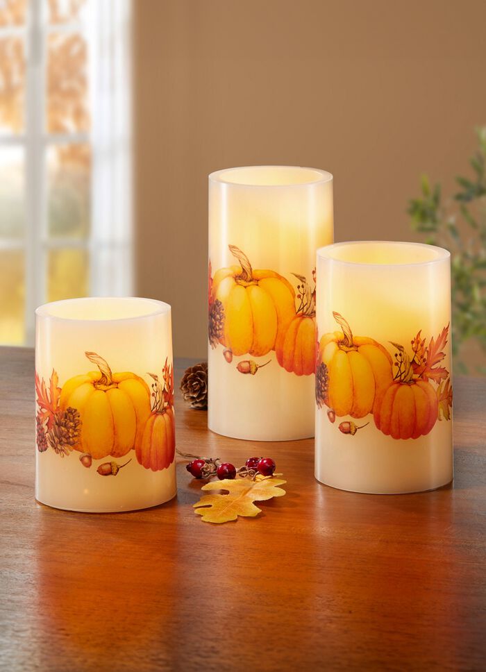 LED-Echtwachskerzen, 3er-Set, mit Flackereffekt 