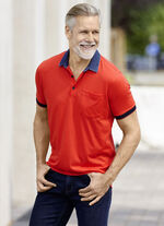 Poloshirt mit Kragen in Denim-Optik DUNKELORANGE