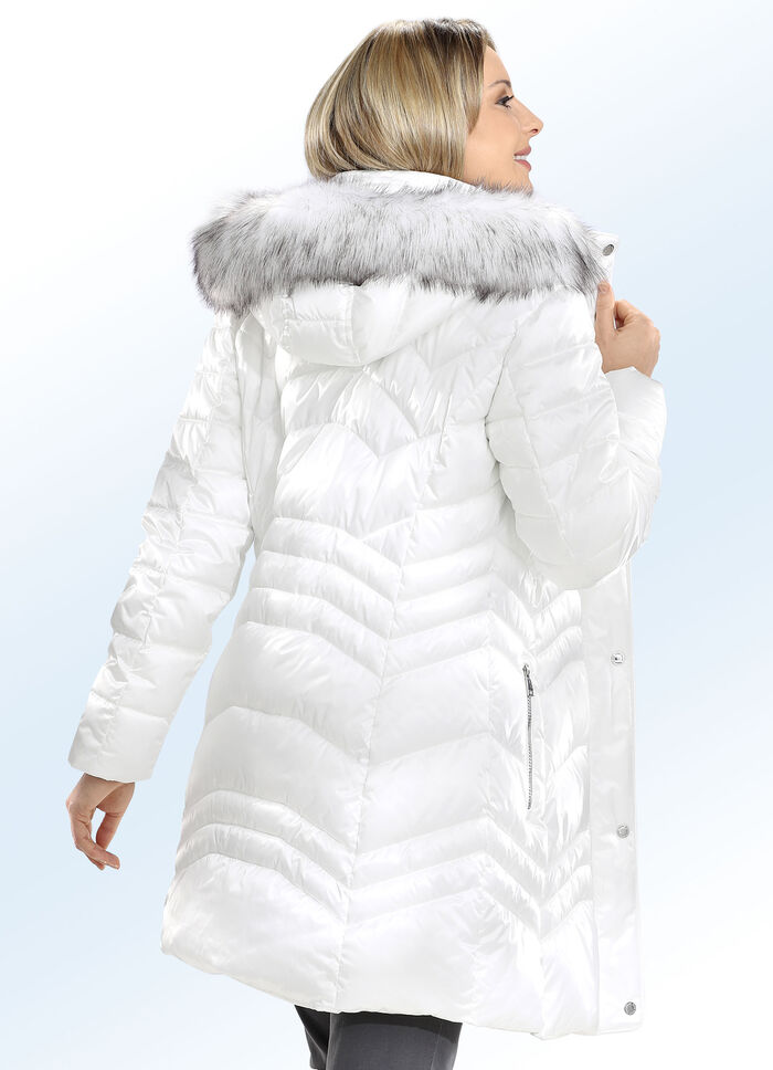 Funktions-Kurzmantel mit abnehmbarer Kapuze NATURWEISS