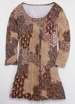 Longshirt mit F&auml;ltelung im Vorderteil in 3 Farben BRAUN-BUNT