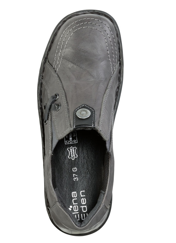 ELENA EDEN-Slipper aus Nappaleder GRAU-SCHWARZ